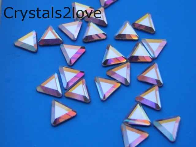 24 pcs Triangle shape CRYSTAL AB 6mm Preciosa Maxima Flatback